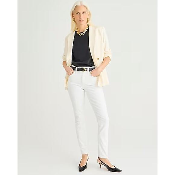 J Crew Womens 9" Toothpick Jean White Skinny High Waist BQ310 Size 32 - Picture 1 of 8